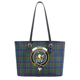 Wood Tartan Crest Leather Tote Bag